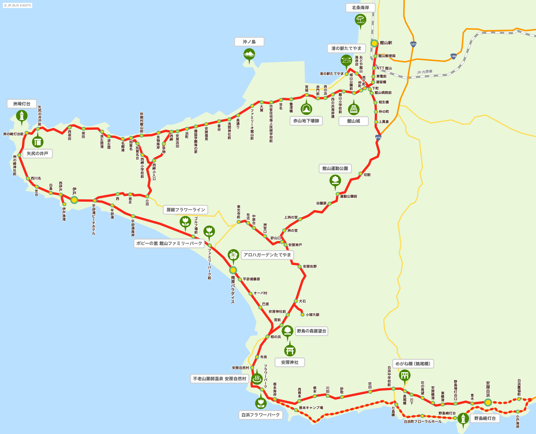 線路沿線信息 千葉縣館山 安房白濱 Jr巴士關東